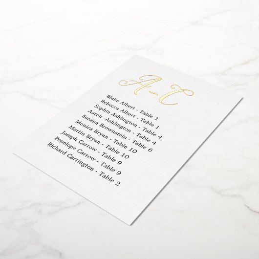 Gold Foil Wedding Guest Table Assignations Cards Folieneinladung (Gedreht)