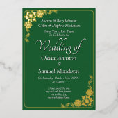 Gold Foil Wedding Invitation Emerald Green White Folieneinladung (Vorderseite)