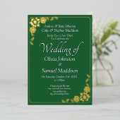 Gold Foil Wedding Invitation Emerald Green White Folieneinladung (Stehend vorne)