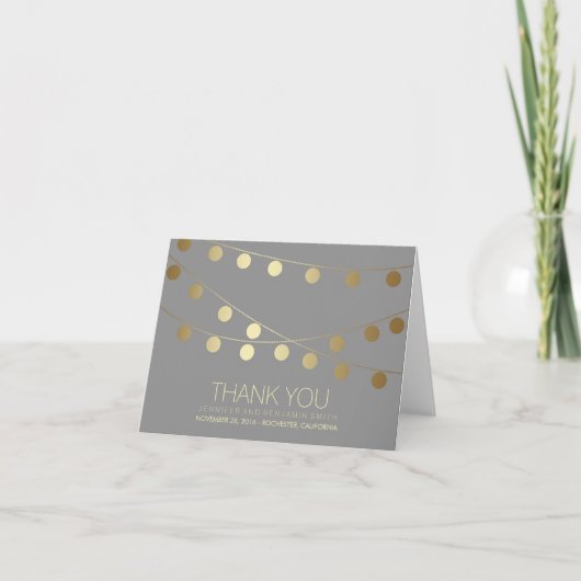 Gold Foil Wedding Lights Thank You Dankeskarte (Vorderseite)