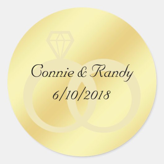 Gold Foil Wedding Monogram Sticker Wedding Rings (Vorderseite)