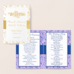 Gold Foil WEDDING PROGRAMM Blue and Lilac<br><div class="desc">Monogram Classic Royal Blue und Lila Crocus Lilac Swirl Wedding Information Enclosure Cards. Elegante Monogram Royal Blue und Lavender Swirl Wedding Einladungen - Ändern Sie den Lavendel in eine beliebige Farbe, indem Sie auf Anpassen klicken und dann bearbeiten. Scrollen Sie nach unten, um das Tool auf der links Seite zu...</div>