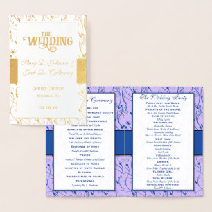 Gold Foil WEDDING PROGRAMM Blue and Lilac