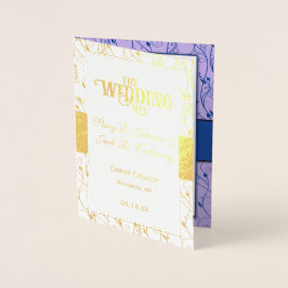 Gold Foil WEDDING PROGRAMM Blue and Lilac
