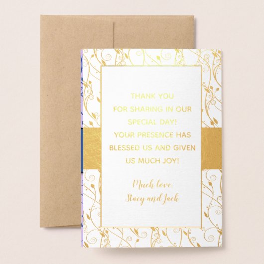 Gold Foil WEDDING PROGRAMM Blue and Lilac (Rückseite mit Umschlag)