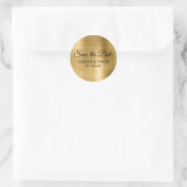 Gold Foil Wedding Save the Date Runder Aufkleber (Tasche)