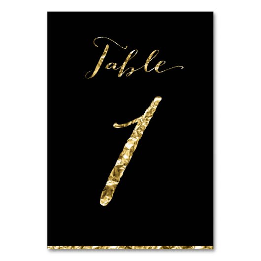 Gold Foil Wedding Tischnummern Black No. 1 (Rückseite)