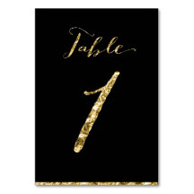 Gold Foil Wedding Tischnummern Black No. 1