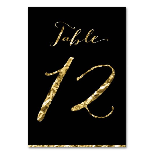 Gold Foil Wedding Tischnummern Black No. 12 (Vorderseite)