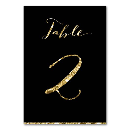 Gold Foil Wedding Tischnummern Black No. 2 (Vorderseite)