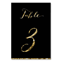 Gold Foil Wedding Tischnummern Black No. 3