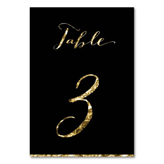 Gold Foil Wedding Tischnummern Black No. 3 (Vorderseite)