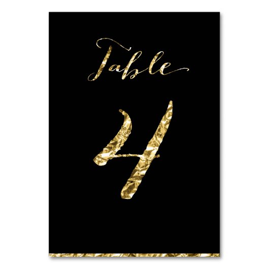 Gold Foil Wedding Tischnummern Black No. 4 (Rückseite)