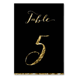 Gold Foil Wedding Tischnummern Black No. 5