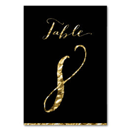 Gold Foil Wedding Tischnummern Black No. 8