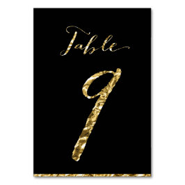 Gold Foil Wedding Tischnummern Black No. 9