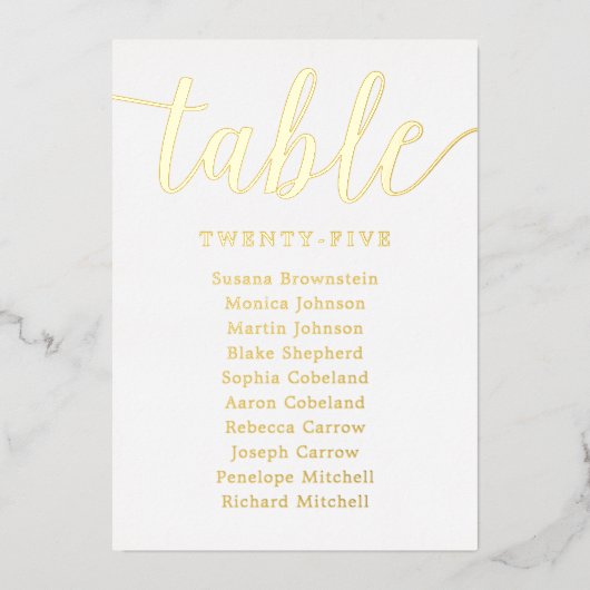 Gold Foil Wedding Tischnummern Foto Backer (Vorderseite)