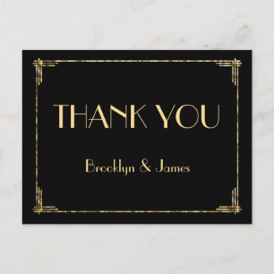 Gold Foil Wedding Vielen Dank Art Deco Postkarten