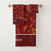 Gold Foil Weihnachtsbaum Muster Red Holiday Badhandtuch Set (Insitu)