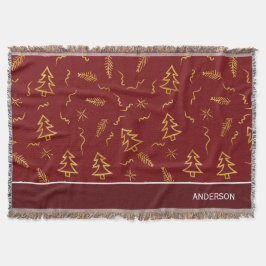 Gold Foil Weihnachtsbaum Muster Red Holiday Decke