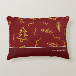 Gold Foil Weihnachtsbaum Muster Red Holiday Dekokissen