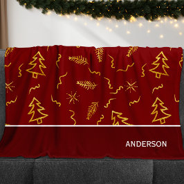 Gold Foil Weihnachtsbaum Muster Red Holiday Fleecedecke