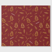 Gold Foil Weihnachtsbaum Muster Red Holiday Geschenkpapier (Flach)
