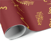 Gold Foil Weihnachtsbaum Muster Red Holiday Geschenkpapier (Rolleneckpunkt)