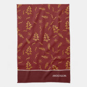Gold Foil Weihnachtsbaum Muster Red Holiday Geschirrtuch (Vertikal)