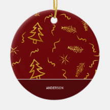 Gold Foil Weihnachtsbaum Muster Red Holiday