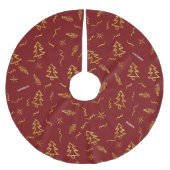 Gold Foil Weihnachtsbaum Muster Red Holiday Party Polyester Weihnachtsbaumdecke (Vorderseite)