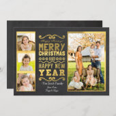 Gold Foil Weihnachtsfotokarte Feiertagskarte (Vorne/Hinten)