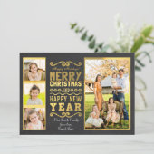 Gold Foil Weihnachtsfotokarte Feiertagskarte (Stehend Vorderseite)