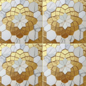 Gold Foil & White Marble Geometric Mosaic Art Deco Fliese