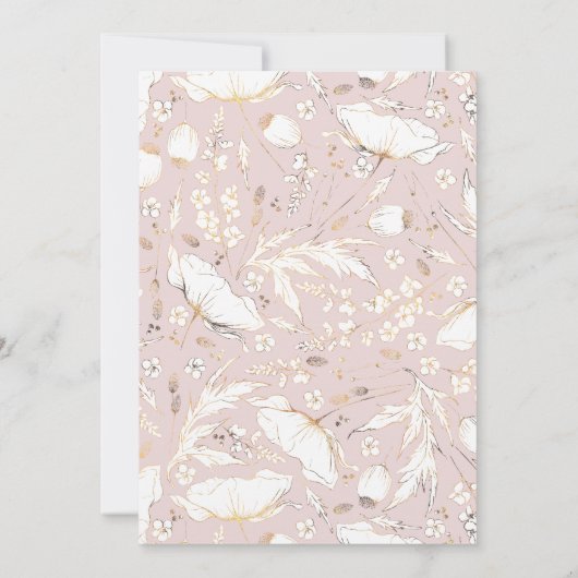 Gold Foil Wildblumen Dusty Pink Engagement Party Einladung (Rückseite)