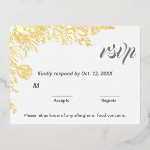 Gold Foil Wildblumen Hochzeit RSVP Folien Feiertagspostkarte