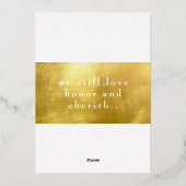 Gold Foil Wir machen noch immer das Party zum Hoch Folieneinladung (Rückseite)