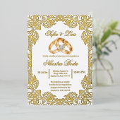 gold foil with frame Spanish wedding Folieneinladung (Stehend vorne)