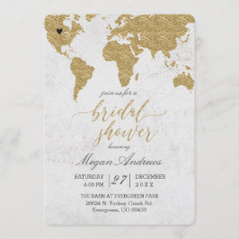 Gold Foil World Map Bridal Dusche Einladung