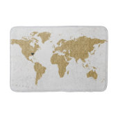 Gold Foil World Map Custom Moveable Heart Position Badematte (Vorderseite)