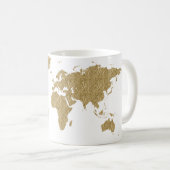Gold Foil World Map Custom Moveable Heart Position Kaffeetasse (VorderseiteRechts)