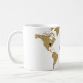 Gold Foil World Map Custom Moveable Heart Position Kaffeetasse (Links)