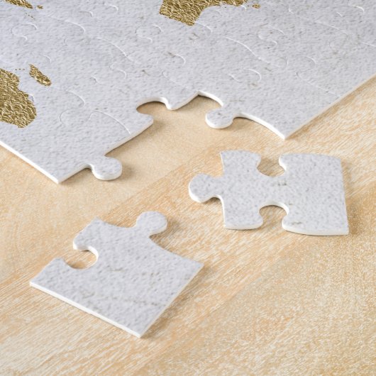 Gold Foil World Map Custom Moveable Heart Position Puzzle (Seite)