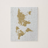 Gold Foil World Map Custom Moveable Heart Position Puzzle (Vertikal)