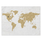 Gold Foil World Map Custom Moveable Heart Position Tischdecke (Vorderseite (Horizontal))