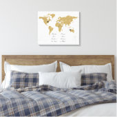 Gold Foil World Map Langstreckenbeziehungen Leinwanddruck (Insitu (Schlafzimmer))
