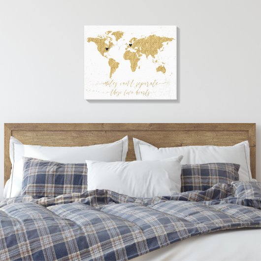 Gold Foil World Map Meilen können nicht getrennt w Leinwanddruck (Insitu (Schlafzimmer))