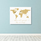 Gold Foil World Map Meilen können nicht getrennt w Leinwanddruck (Insitu (Holzboden))