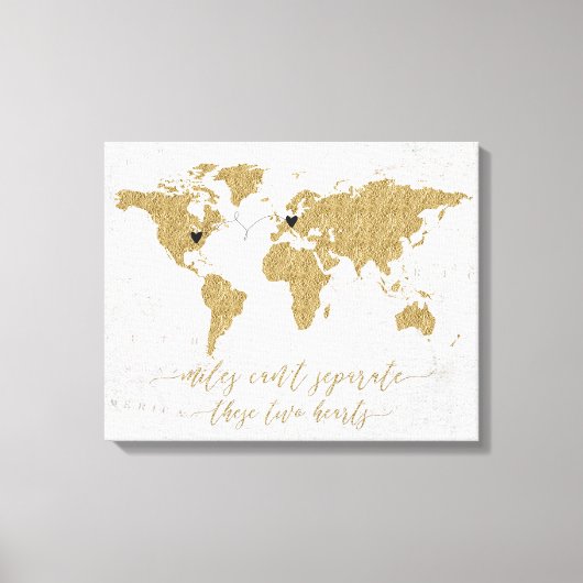 Gold Foil World Map Meilen können nicht getrennt w Leinwanddruck (Vorderseite)
