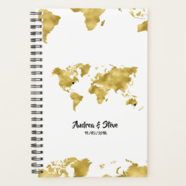 Gold Foil World Map mit herausnehmbaren Herzen Paa Planer